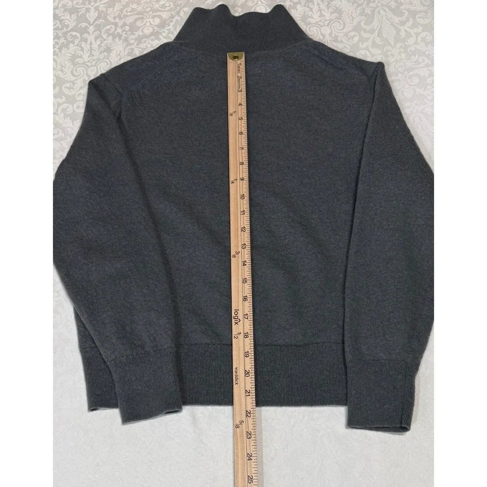 Banana Republic Sweater Mens L Grey Merino Wool Polo V-Neck Pullover Preppy